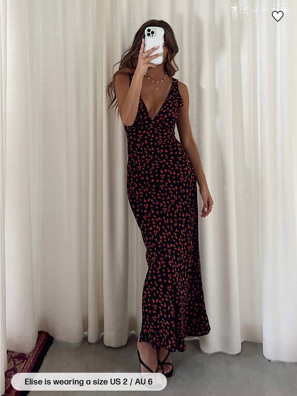 Princess Polly Black Maxi Dress with Red Floral Print